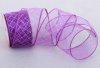 Лента из органзы фиолетовая с серебряной клеткой 5,0 см х 10 м 