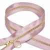 Молния Т5 - 18 см металл-золото (377 пудрово-розовый) атлас.тесьма