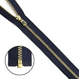 Молния Т5 - 80 см металл- золото (233 т.синий)