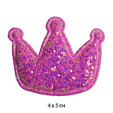 Аппликация пришивная TBY.2167 Корона 4х5см розовый с глиттером