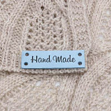 Кожаная бирка пришивная 'Hand Made' 1,4*4см (голубой)