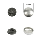 Пуговица под обтяжку №20 (12,5мм) пластик черный/алюминий (50шт) 
