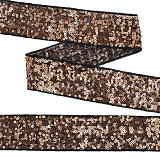 TDF05013 Тесьма с пайетками на сетке 50мм*4,5м, черный+роз.золото