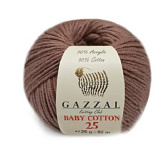 Пряжа Baby Cotton 25 (3455- коричневый) (10шт) 50% хлопок,50% акрил, 82 м/25г