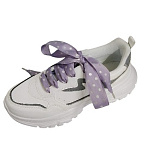 Шнурки обувные Горох 2,5см*130см (сиреневый/серебро) репс