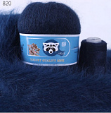 Пряжа Норка длинноворсовая (17/820 т.синий) (90% пух норки, 10% ПА) 50г/350м (5шт)