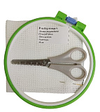 Набор для вышивания: канва 25*25см, пяльцы 160мм, игла, ножницы