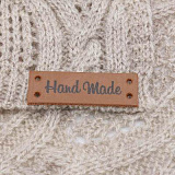 Кожаная бирка пришивная 'Hand Made' 1,4*4см (коричневый)