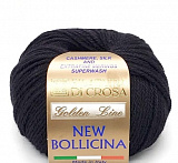 Пряжа New bollicina (14 черный) (10шт) 40% мерс.шерсть,30% шёлк,30% кашемир 100м/25г