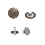 64292 Пуговица джинс 20мм латунь +гвоздь 'Герб' (4 шт)