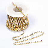 Цепь со стразами SS12, 3мм (Кристалл/золото) 9м