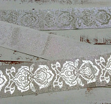 Декоративная лента 'Розы' 40мм*16,45м серебро