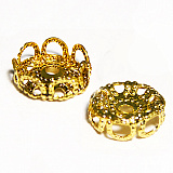 17-0013 Окончания (шапочки для бусин) золото 10*4мм (упак/6 шт)