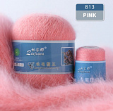 Пряжа Норка длинноворсовая (813 розовый) (90% пух норки, 10% ПА) 50г/350м (5шт)