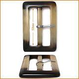 ГНГ13698 Пряжка 50мм Черно-коричневая+язык глянец (2шт)