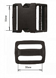 Набор фастекс 32 мм 0323-0100 (2шт) + пряжка ДЩ-30 (2шт) (черный)