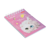 Блокнот А7, 40 листов на гребне "Кошарики" МИКС, обложка мелованный картон